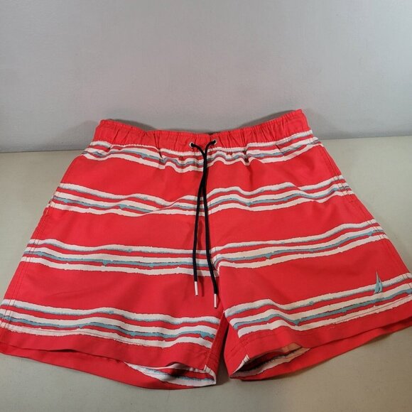 Nautica Mens Swim Trunks Size Medium Color Block Mesh Lined Multicolor - Picture 1 of 8